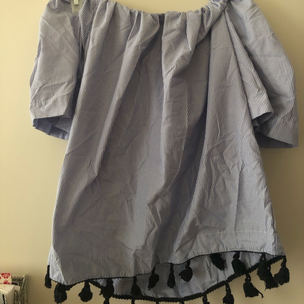 Off the Shoulder Striped Blouse
